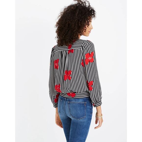 Madewell Wrap Top in Candied Orchids Floral Striped Size XL - Picture 3 of 8